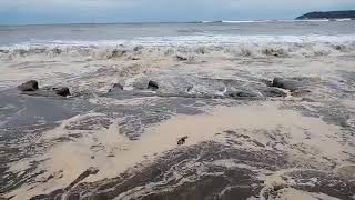 Sea level rising due to Cyclone Tauktae. Visuals from Vainguinim Beach