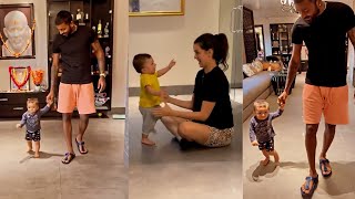 Hardik Pandya Son Agastya First Walk After 10 Months Of Birth Natasa Stankovic cheer for Her Son