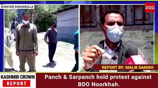 Panch & Sarpanch hold protest against BDO Noorkhah.