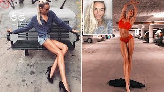 Swedish model Ia Ostergren shows off her 40-inch legs