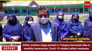 ASHA workers stage protest in Trehgam,Demands hike in monthly honorarium, Covid-19 related safet