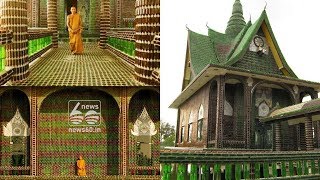 A temple with beer bottles
