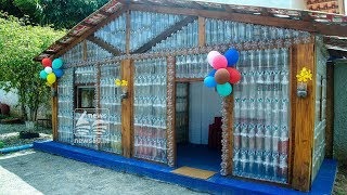 man made a house using full of plastic bottles