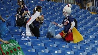 Japanese fans clean stadium even after heart-breaking loss to Belgium