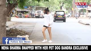 NEHA SHARMA SNAPPED WITH HER PET DOG BANDRA EXCLUSIVE NEW