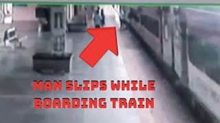 Watch: Man Slips While Boarding Train, RPF Personnel Comes To His Rescue | Catch News