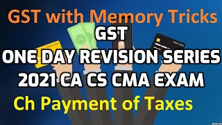 GST Payment of Taxes with Memory Tricks CA CS CMA 2021 Exam