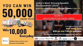 India's Most Knowledgeable BarStar Hunt 2020 | You Can Win 50000 Rs Cash Prize | Quiz Tournament