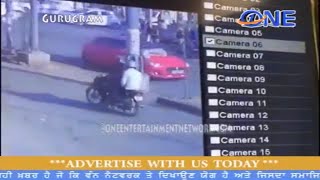 gurugram :  traffic cop lifted by read light jumping car