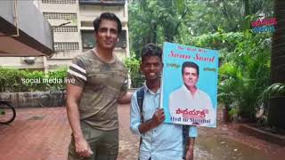 Sonu Sood Meet His Fan Venkatesh | Hyderabad to Mumbai Barefoot Walking | social media live