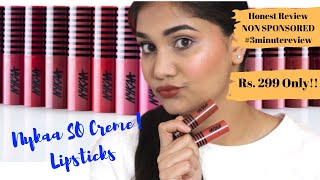 *NEW* NYKAA SO CREME! CREAMY MATTE LIPSTICKS - Quick Review | SWATCHES AND REVIEW | Nidhi Katiyar