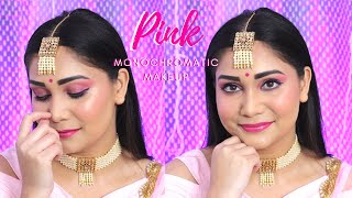 Indian Wedding/Party Makeup in Pink | Pink Monochromatic Makeup for Beginners | Nidhi Katiyar