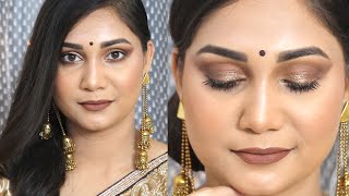 Glowy Brown Monochromatic Makeup | Step By Step Bronzed Makeup - Beginner Friendly | Nidhi Katiyar