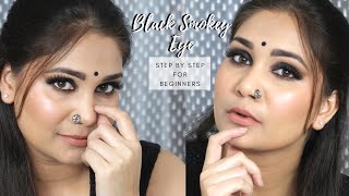 Black Smokey Eye Makeup Step By Step - For Beginners | Black Monochrome Makeup Look | Nidhi Katiyar