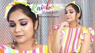 Easy Rainbow Makeup Step By Step using Affordable makeup | Nidhi Katiyar