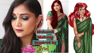 Mehandi/Sangeet Makeup Look | Princess Ariel Indian Transformation | Indian Makeup | Nidhi Katiyar