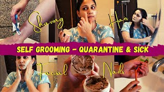Quarantine Sick Day Self-Grooming / Spa Routine - Coco Facial, Shaving, Hair Care | Nidhi Katiyar