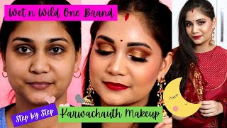 Wet n Wild One Brand + Mini Review / Step by Step Karwachauth Makeup / Classic Gold Eyes & Red Lips