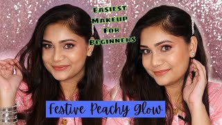 Easy & Glowing Day Time Festive Makeup Look For Beginners Using Drugstore Makeup | Nidhi Katiyar