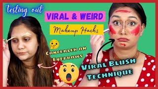 Full Face Of VIRAL & WEIRD TikTok Makeup Hacks / Nidhi Katiyar