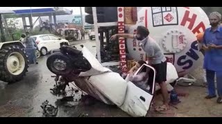 Major accident in jalandhar , teacher and car driver killed on spot