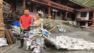 Woman designs wedding dress from 40 empty cement bags