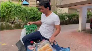 Sonu Sood New Business sells eggs bread on a cycle | social media live