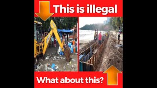 Govt promptly demolished illegal kiosks at Bambolim, what about concrete wall on Vainguinim beach?