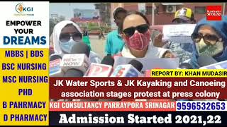 JK Water Sports & JK Kayaking and Canoeing association stages protest at press colony