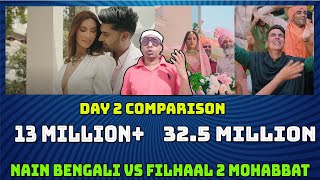 Nain Bengali Vs Filhaal 2 Song Views Comparison Day 2,Akshay Kumar Aur B Praak Ke Gaane Ne Hara Diya