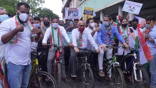 Congress takes out cycle rally against fuel price hike