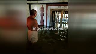 #WATCH | Temple priest performs puja in a flooded temple in Savoi - Verem, Ponda