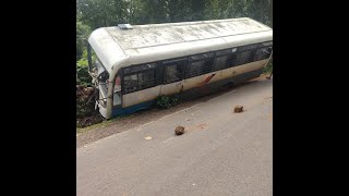 Kadamba bus met with an accident at Priol Keri junction, several injured, admitted at Ponda