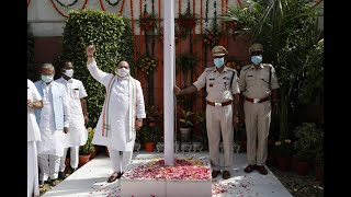 BJP National President Shri JP Nadda hoists the Tricolour at BJP headquarters in New Delhi.