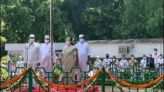 Congress President Smt. Sonia Gandhi unfurls the National Flag at AICC HQ on #IndependenceDay