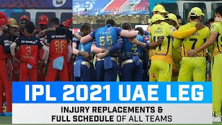 IPL 2021 UAE Leg: Replacements for Injured Players & Full Schedule of all 8 IPL Teams
