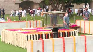 Congress President Smt. Sonia Gandhi pays tribute to Mahatma Gandhi on his birth anniversary
