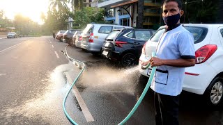While people are crying for water in Goa, Politicians hotel in Panjim using it for washing road!