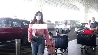 Shweta Tiwari Spotted With Her Son At Mumbai Airport Departure