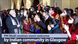 PM Modi receives warm welcome by Indian community in Glasgow | PMO