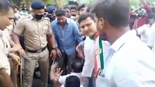 High Voltage Drama during Congress protest Police detain Congress workers demanding CMs resignation