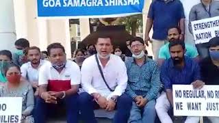 Teachers continue their hunger strike, Parshuram Sena's Velingkar sends a strong message to Govt
