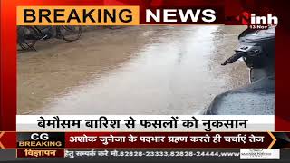 Chhattisgarh News || Bhatapara में बेमौसम बारिश से फसलों को नुकसान, किसानों की बढ़ाई चिंता
