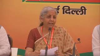 Smt. Nirmala Sitharaman addresses a press conference at NDMC Convention Center in New Delhi.
