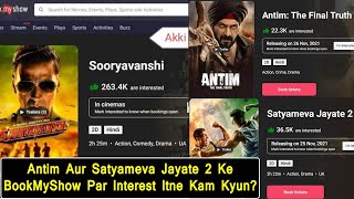 Antim Aur Satyameva Jayate 2 Ke BookMyShow Par Interest RATE Itne Kam Kyun? Sooryavanshi Ke 263K The
