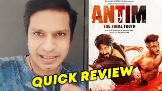ANTIM: The Final Truth Movie Quick Review | Salman Khan | Aayush Sharma | RJ Divya Solgama