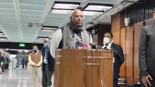 LoP Shri Mallikarjun Kharge addresses media after all party meeting at Parliament House