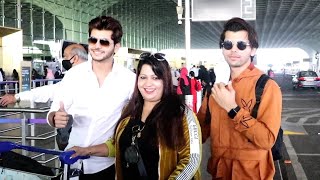 Siddharth Nigam & Abhishek Nigam With Mother Vibha Nigam Spotted At Airport Departure