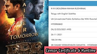 RRR Movie Passed With UA Certificate And 3 Hours 6 Minutes 54 Seconds Runtime
