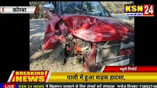 कोरबा/पाली में हुआ सड़क हादसा,तेज रफ्तार कार टकराई पेड़ से